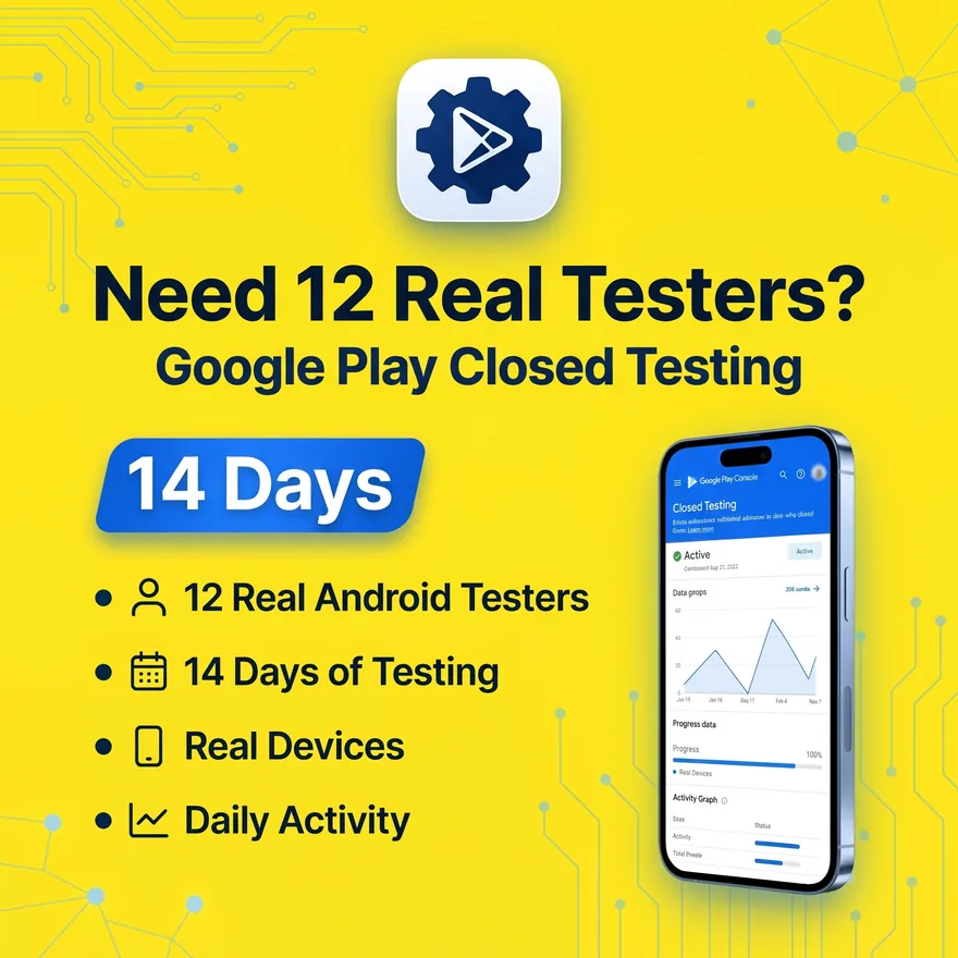 Need 12 real testers? Google Play closed testing for 14 days with real Android testers